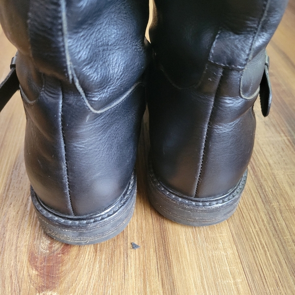 FRATELLI ROSSETTI Black Leather Tall Riding Moto Combat Boots Made in Italy - Picture 5 of 12